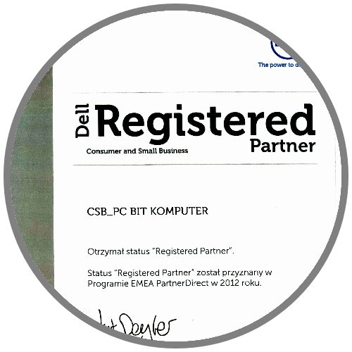 Certyfikat Dell Registered Partner